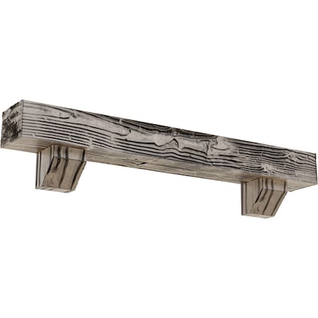 Kit W/ Ashford Corbels, Burnished Pine, 4H  X 4D X 84W Sandblasted Faux Wood Fireplace ManteL